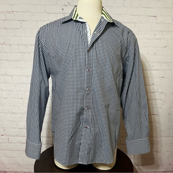 ROBERT GRAHAM LONG SLEEVE BUTTON DOWN SHIRT XL flip cuff detail GUC - Picture 2 of 15